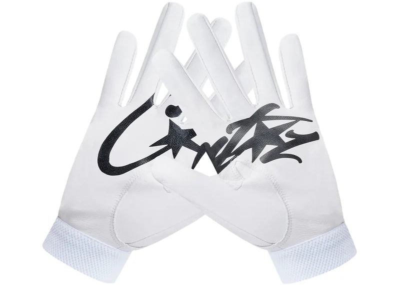 Corteiz Leather Gloves White