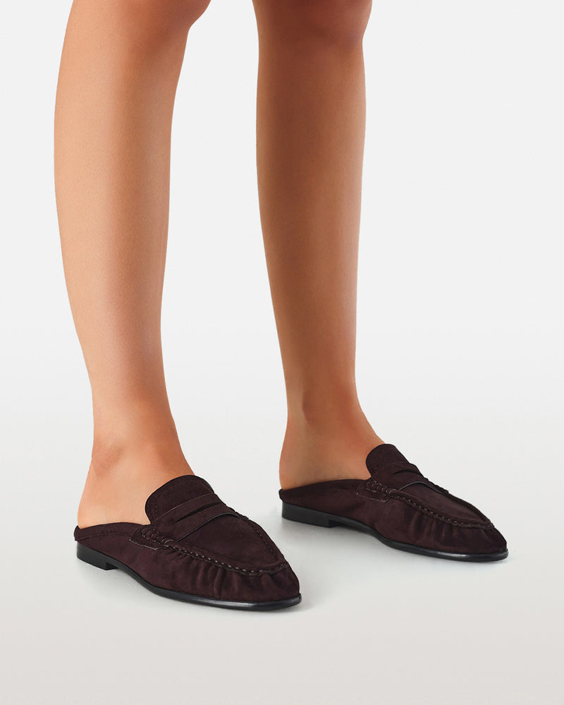 DEVON - DARK CHOCOLATE SUEDE-Flats-Billini-Billini