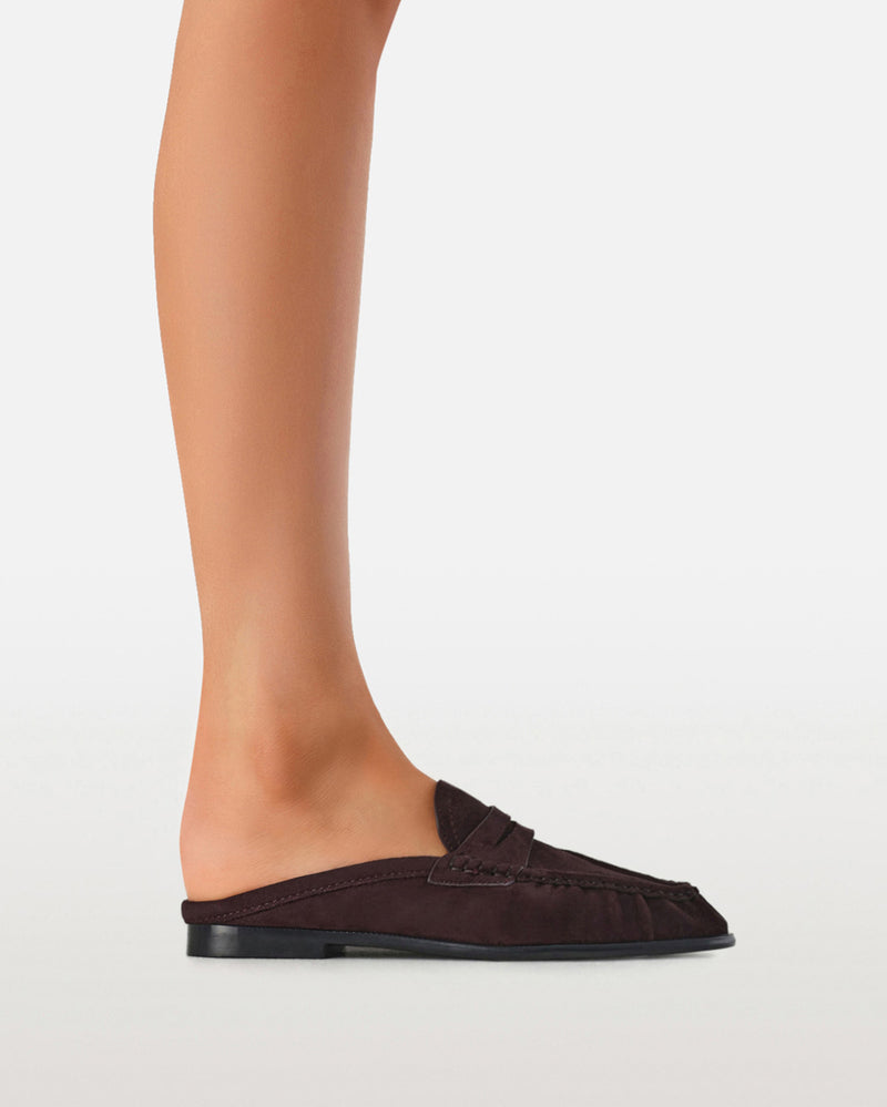 DEVON - DARK CHOCOLATE SUEDE-Flats-Billini-Billini