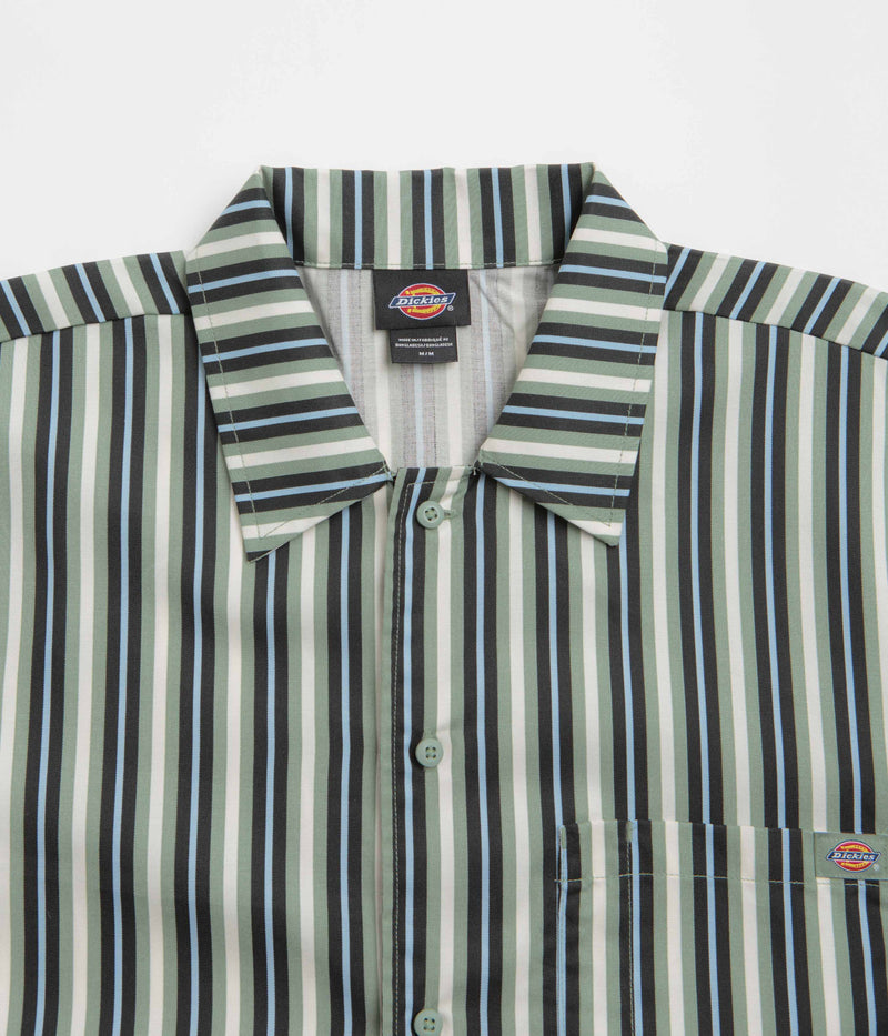 Dickies Multi Stripe Work Short Sleeve Shirt in Iceberg Green