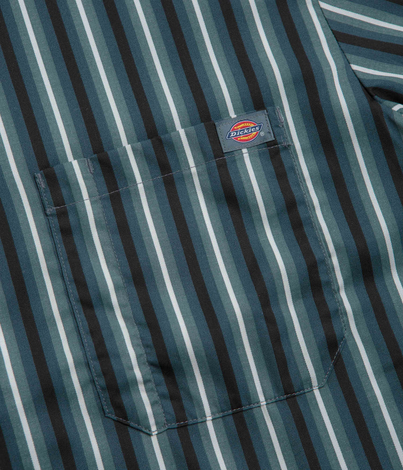 Dickies Multi Stripe Work Short Sleeve Shirt in Stormy Weather