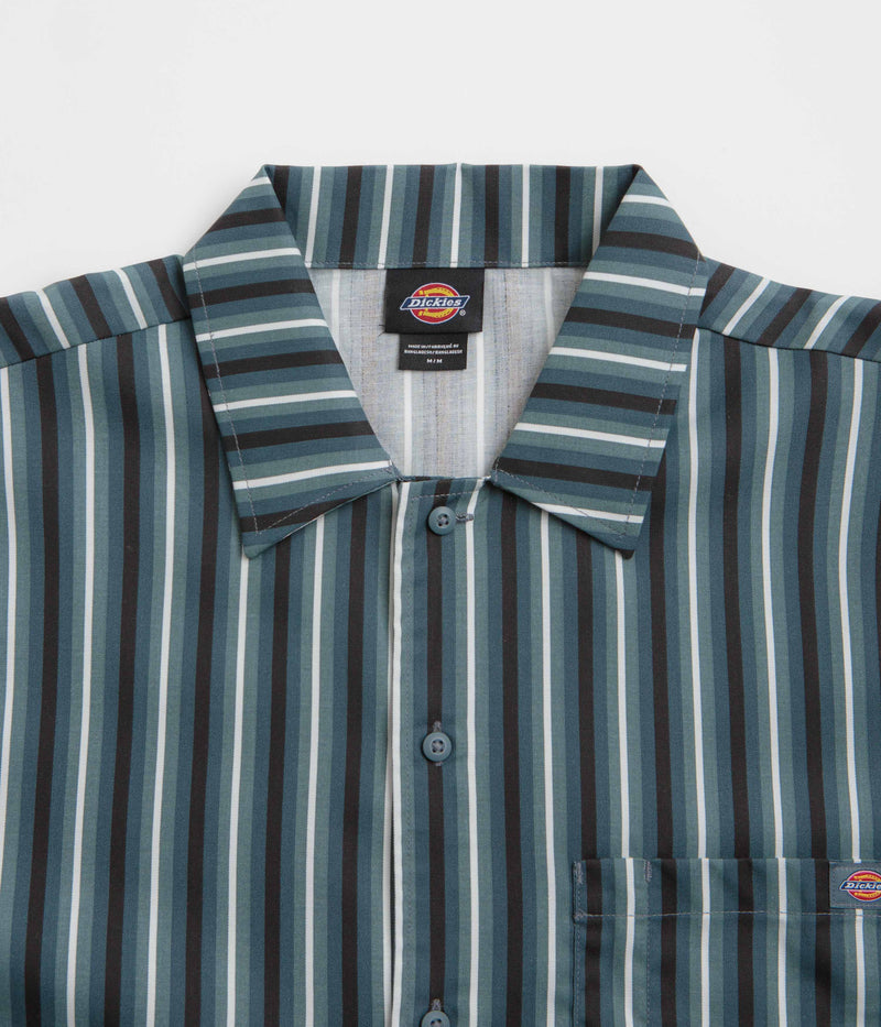 Dickies Multi Stripe Work Short Sleeve Shirt in Stormy Weather
