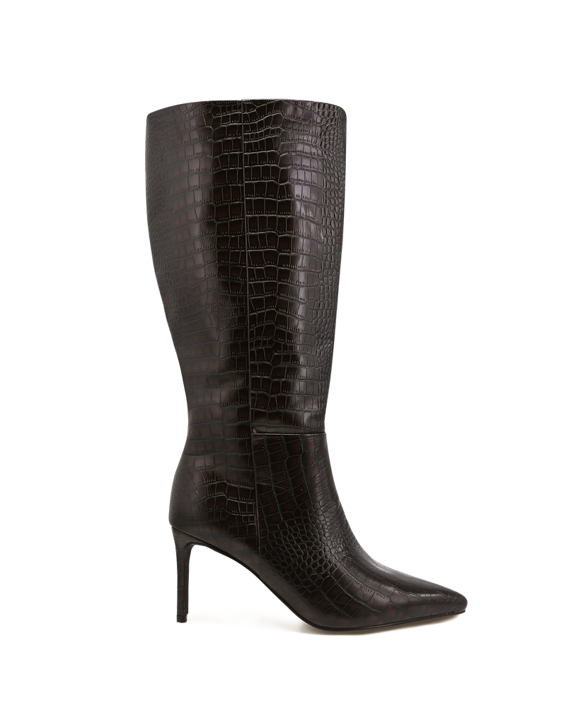 DILAN EXTENDED CURVE - DARK CACAO CROC-Boots-Billini-Billini
