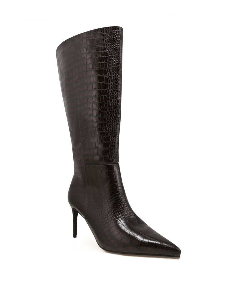 DILAN EXTENDED CURVE - DARK CACAO CROC-Boots-Billini-Billini