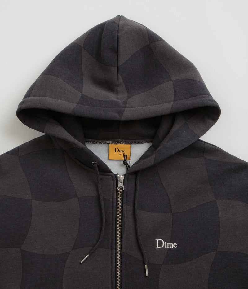 Dime Classic Checkmate Zip Hoodie in Charcoal