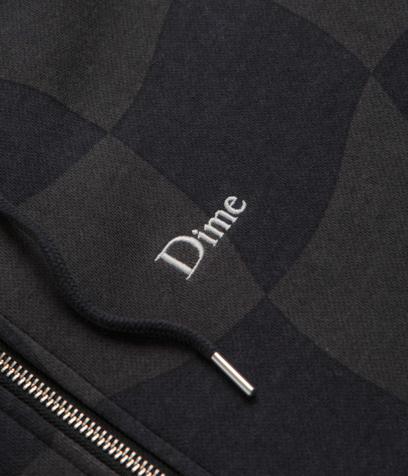 Dime Classic Checkmate Zip Hoodie in Charcoal