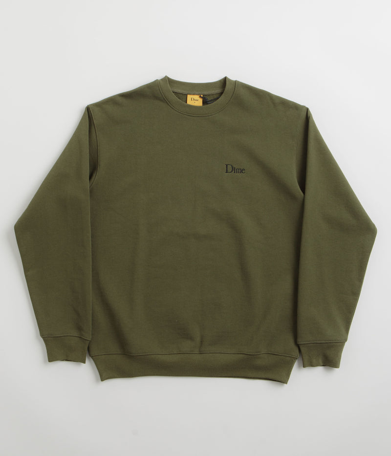 Dime Classic Small Logo Crewneck Sweatshirt in Dark Olive