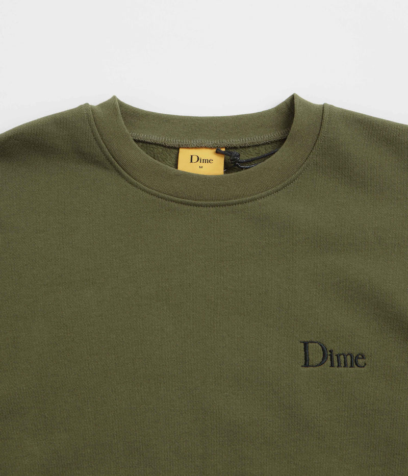 Dime Classic Small Logo Crewneck Sweatshirt in Dark Olive