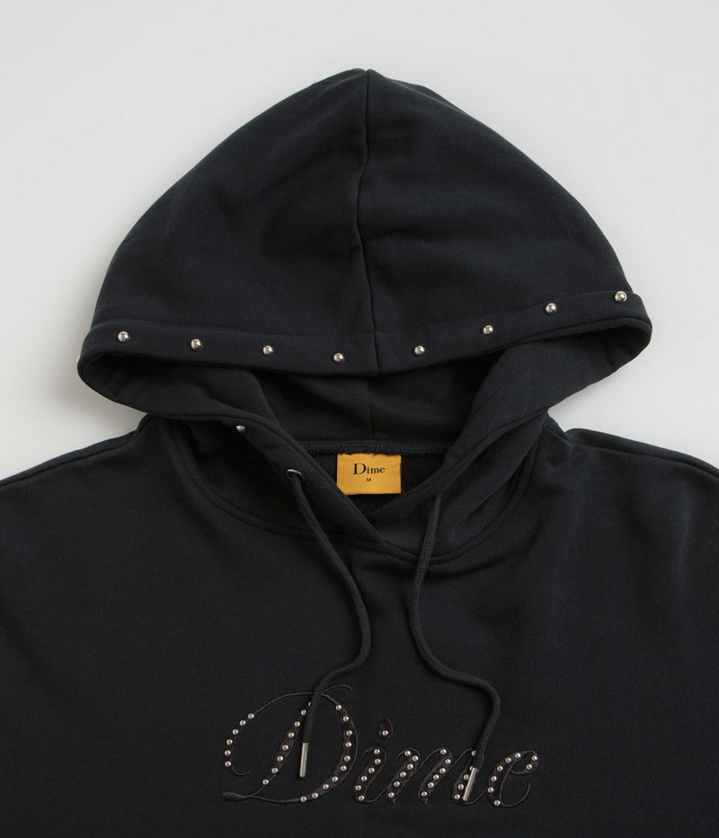 Dime Cursive French Terry Hoodie in Black