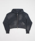 Dime Womens Cropped Full Zip Hoodie in Black Washed