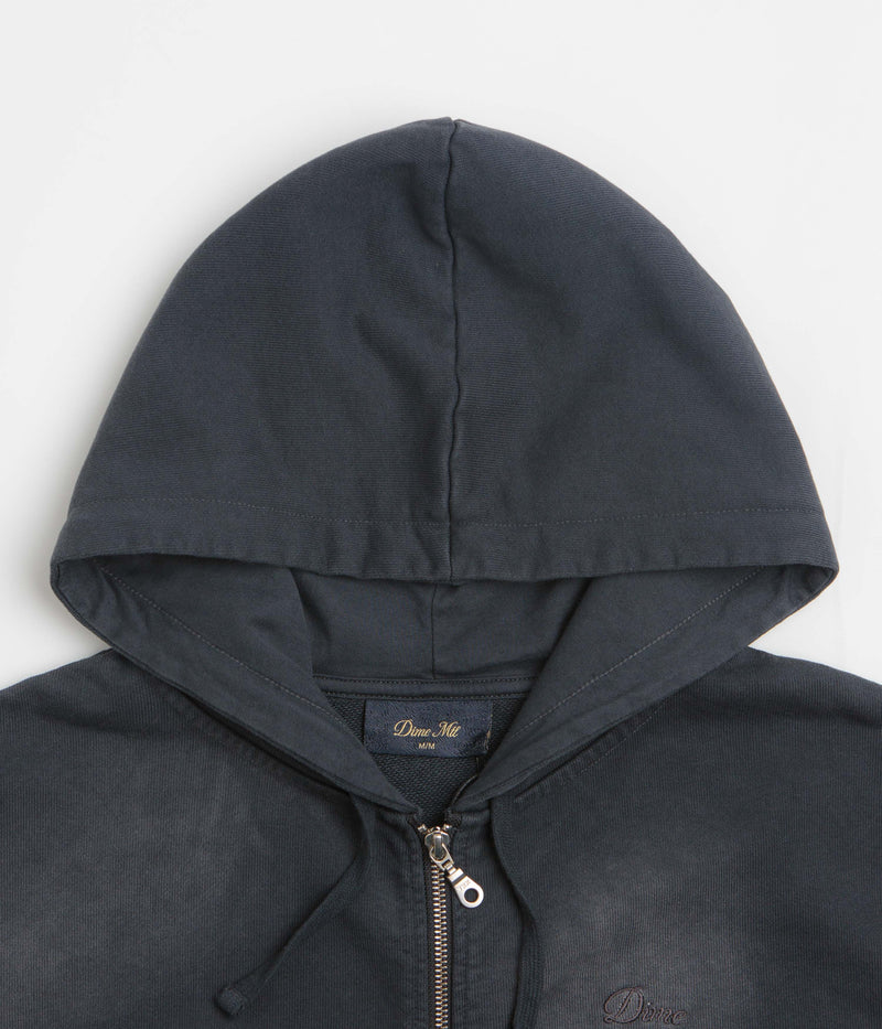 Dime Womens Cropped Full Zip Hoodie in Black Washed