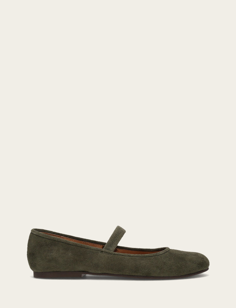 Emma Elastic Mary Jane - Dark Olive - Outside