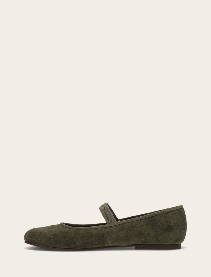 Emma Elastic Mary Jane - Dark Olive - Inside