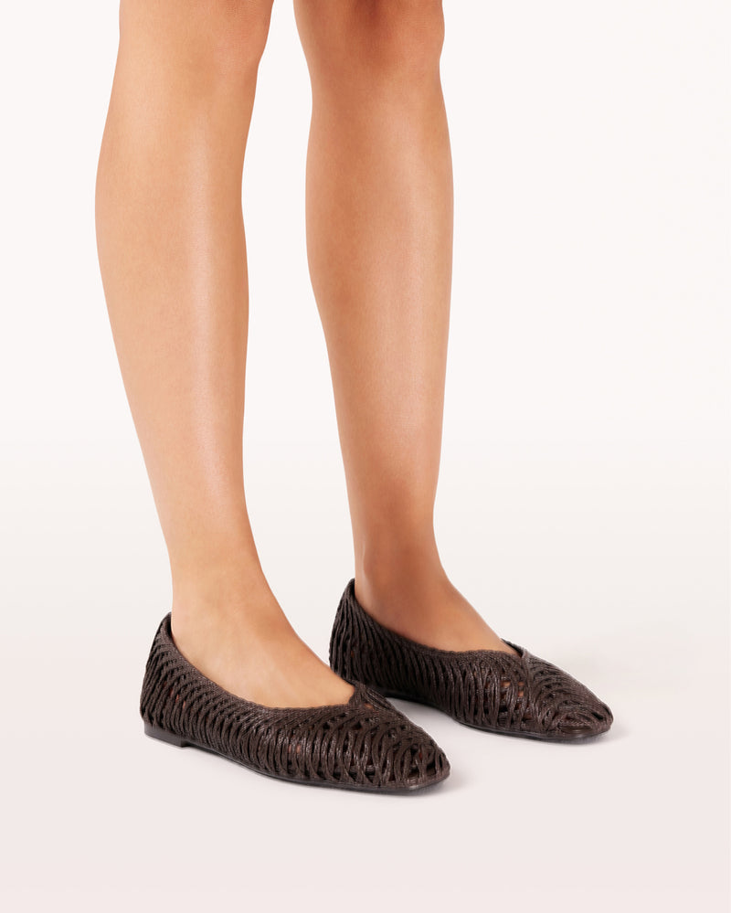 FAYETTE - CHOCOLATE RAFFIA WEAVE-Flats-Billini-Billini