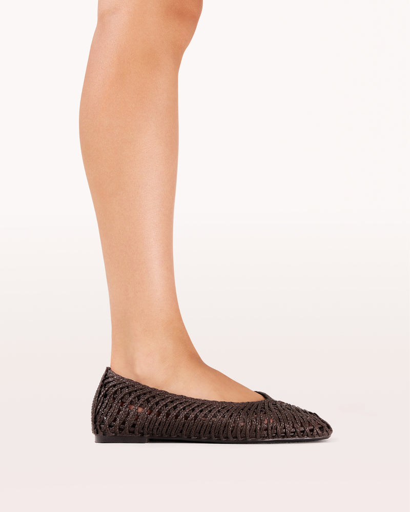 FAYETTE - CHOCOLATE RAFFIA WEAVE-Flats-Billini-Billini