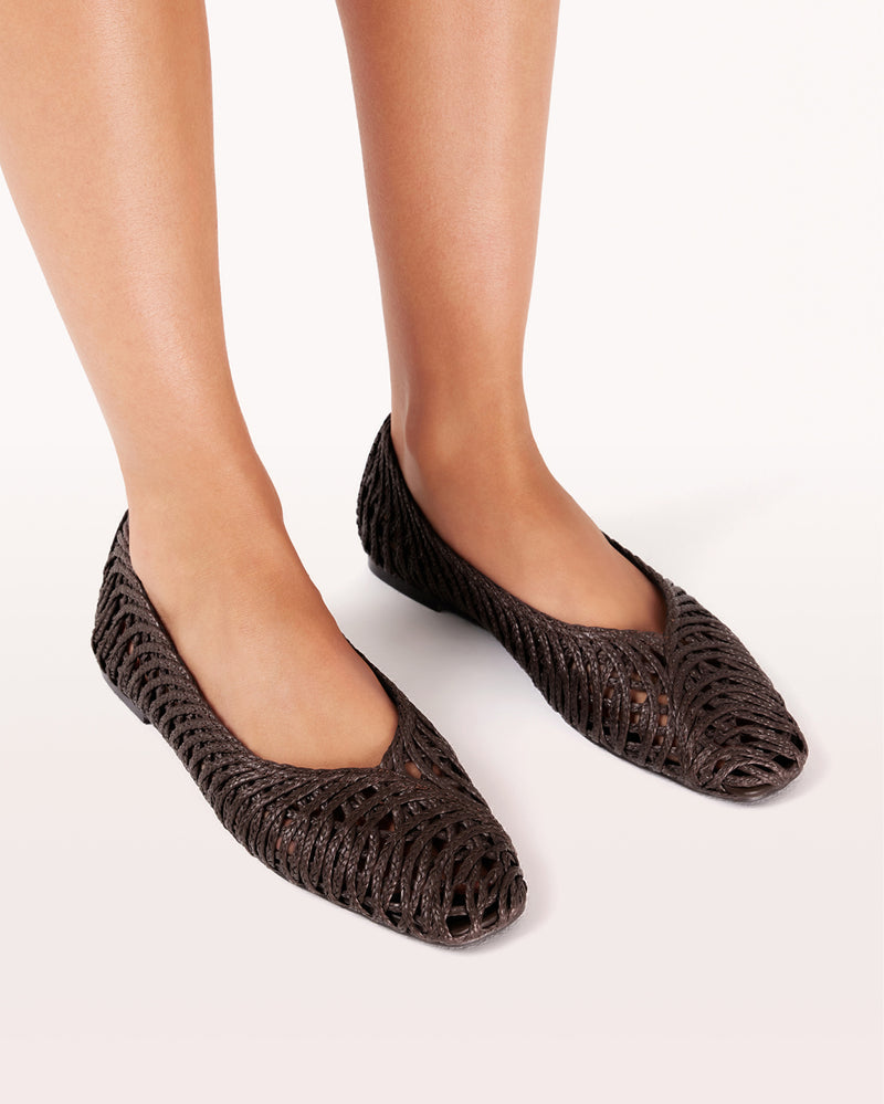 FAYETTE - CHOCOLATE RAFFIA WEAVE-Flats-Billini-Billini