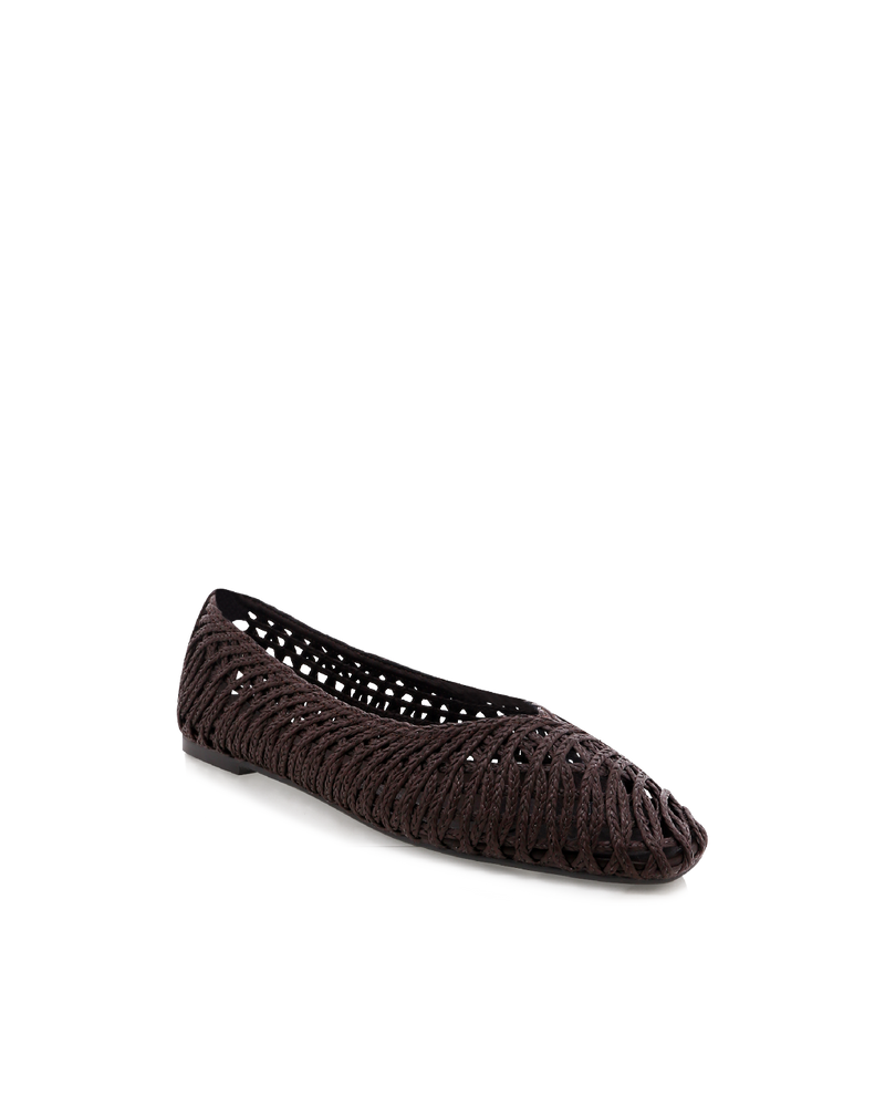 FAYETTE - CHOCOLATE RAFFIA WEAVE-Flats-Billini-Billini