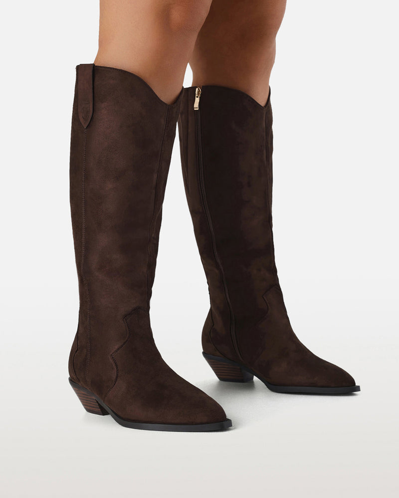 HELIX CURVE - DARK CACAO SUEDE-Boots-Billini-Billini