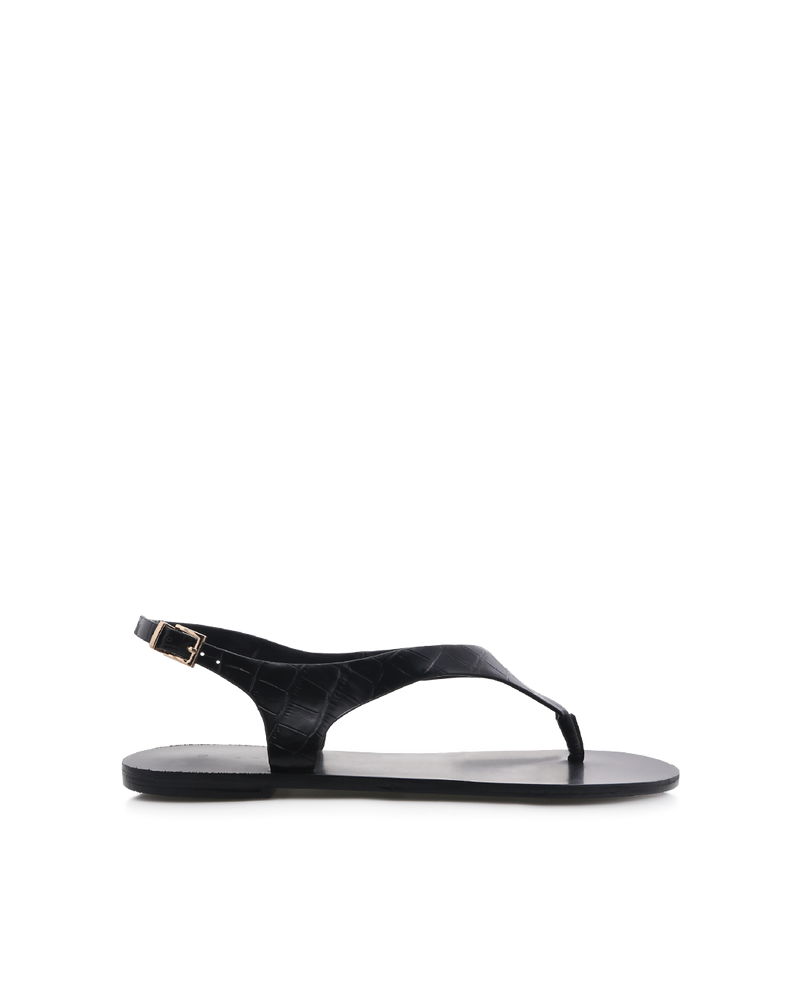 HILLA - MATTE BLACK CROC-Sandals-Billini-Billini