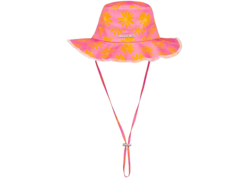Jacquemus Le Bob Artichaut Large Brim Bucket Hat Print Orange/Pink Flowers