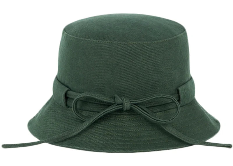 Jacquemus Le Bob Gadjo Bow Knotted Bucket Hat Dark Green