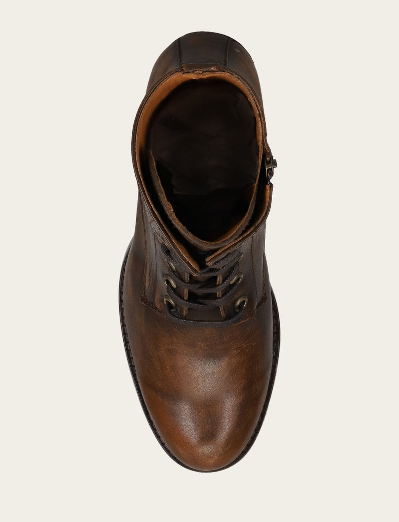 Jean Lace Up - Distressed Dark Brown - Top Down