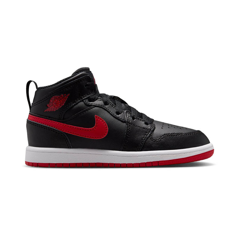 Jordan 1 Mid 'Black University Red' Little Kids' Shoes