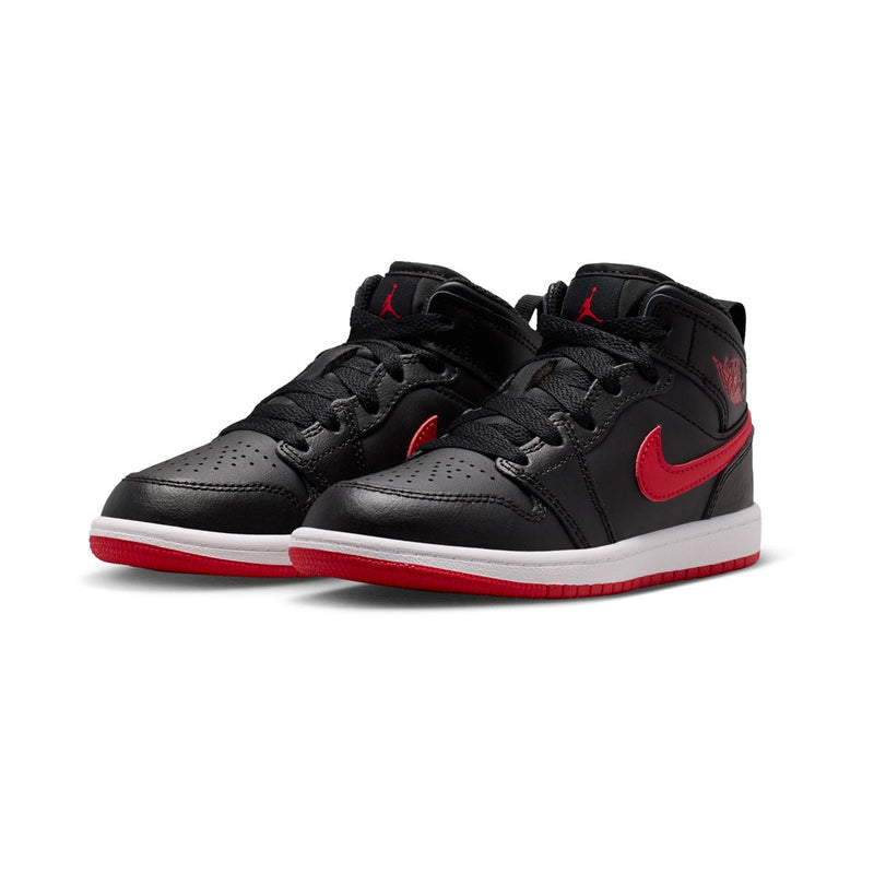 Jordan 1 Mid 'Black University Red' Little Kids' Shoes