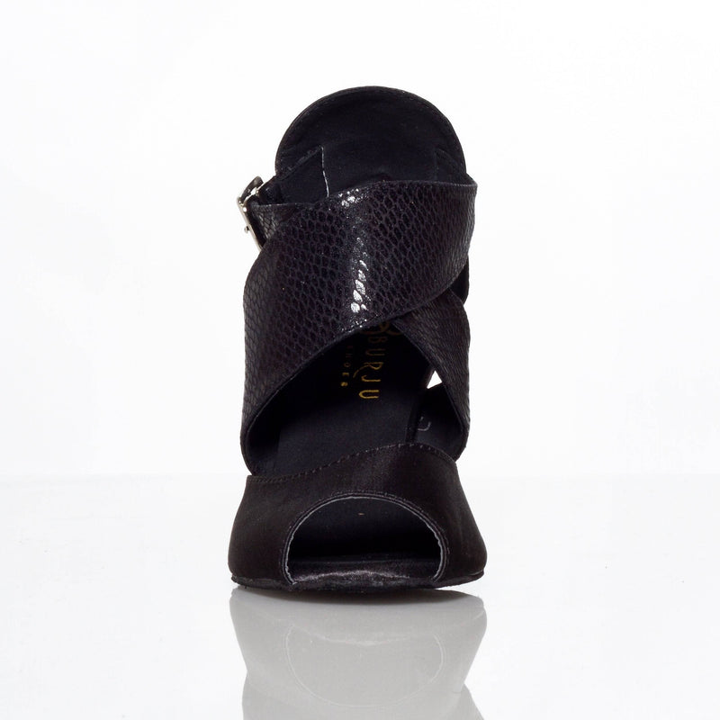 Jorjet - Black Satin - Suede Sole - Dance Floor Only