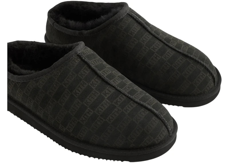 Kith Kithmas Monogram Shearling Slippers Black