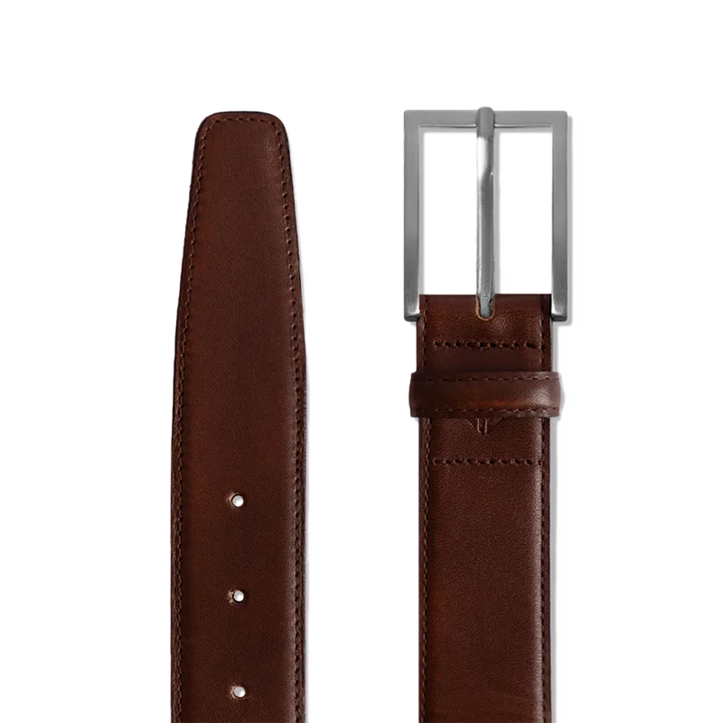 Amberjack belt with full-grain leather in chestnut brown