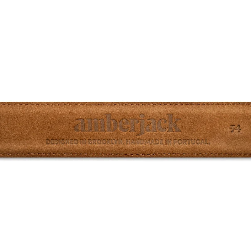 Underside of Amberjack Full-Grain Belt in Honey - Suede detail