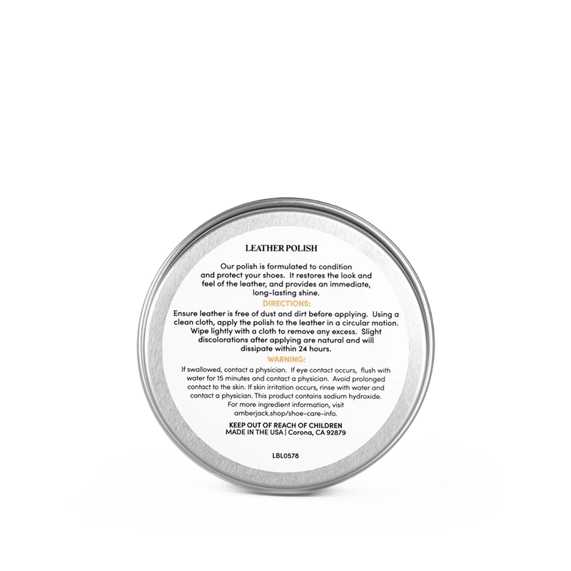 Amberjack leather polish - back of container