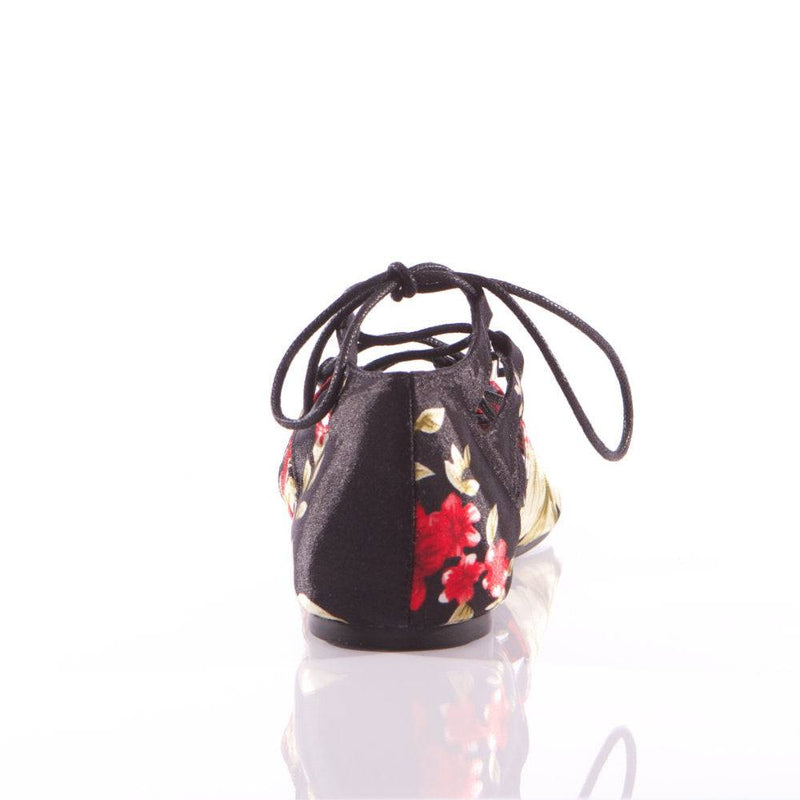 Legato - Black Floral Satin - Street Sole