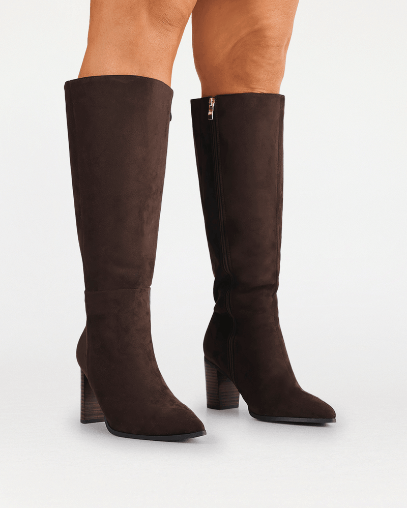MELINA CURVE - DARK CACAO SUEDE-Boots-Billini-Billini