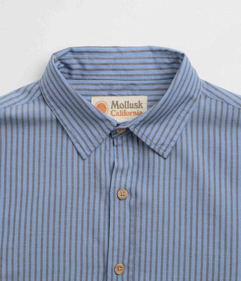Mollusk Summer Shirt in Blue Grey Stripe