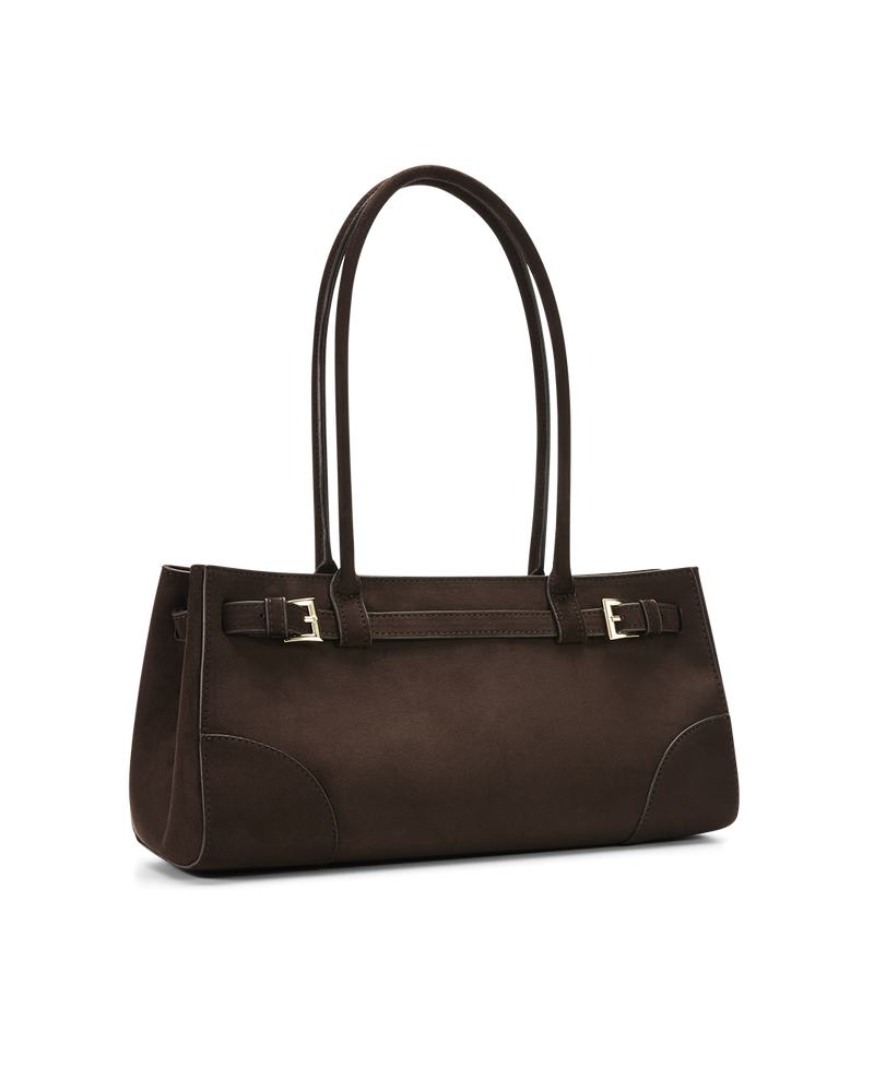 NADIA SHOULDER BAG - DARK CACAO SUEDE-Handbags-Billini-Billini