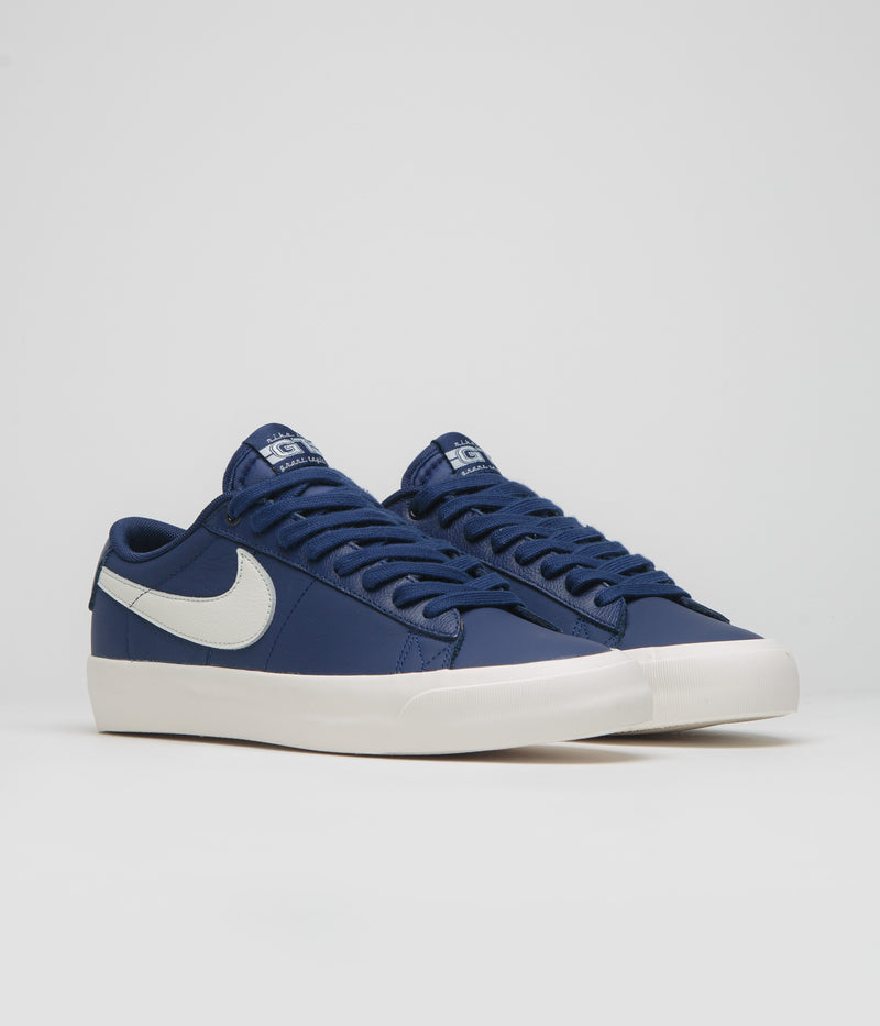 Nike SB Blazer Low Pro GT Shoes in Blue Void and Sail and Blue Void