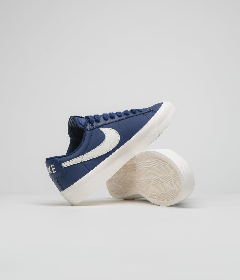 Nike SB Blazer Low Pro GT Shoes in Blue Void and Sail and Blue Void