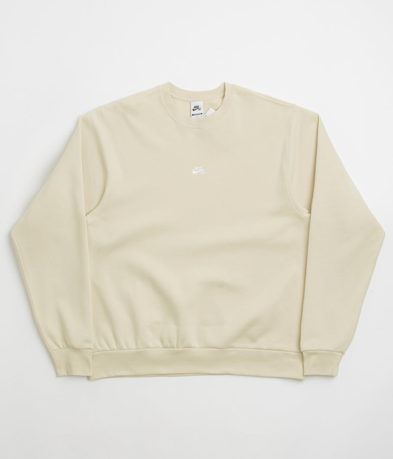 Nike SB Essential Logo Crewneck Sweatshirt in Light Khaki and White