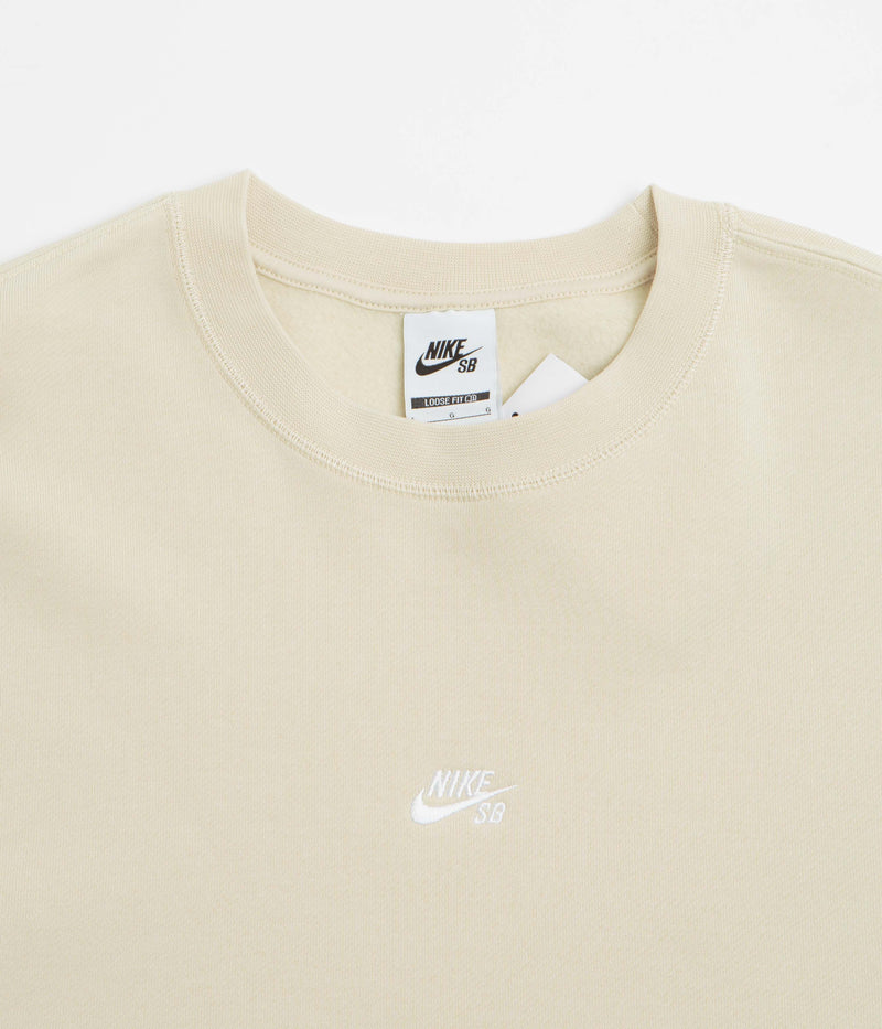Nike SB Essential Logo Crewneck Sweatshirt in Light Khaki and White
