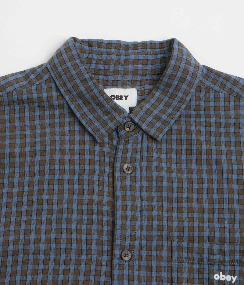 Obey Bigwig Otis Short Sleeve Shirt in Dull Blue Multi