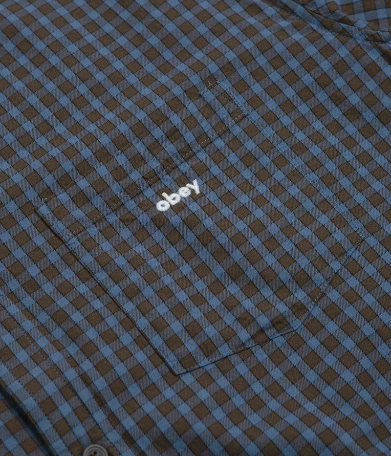 Obey Bigwig Otis Short Sleeve Shirt in Dull Blue Multi