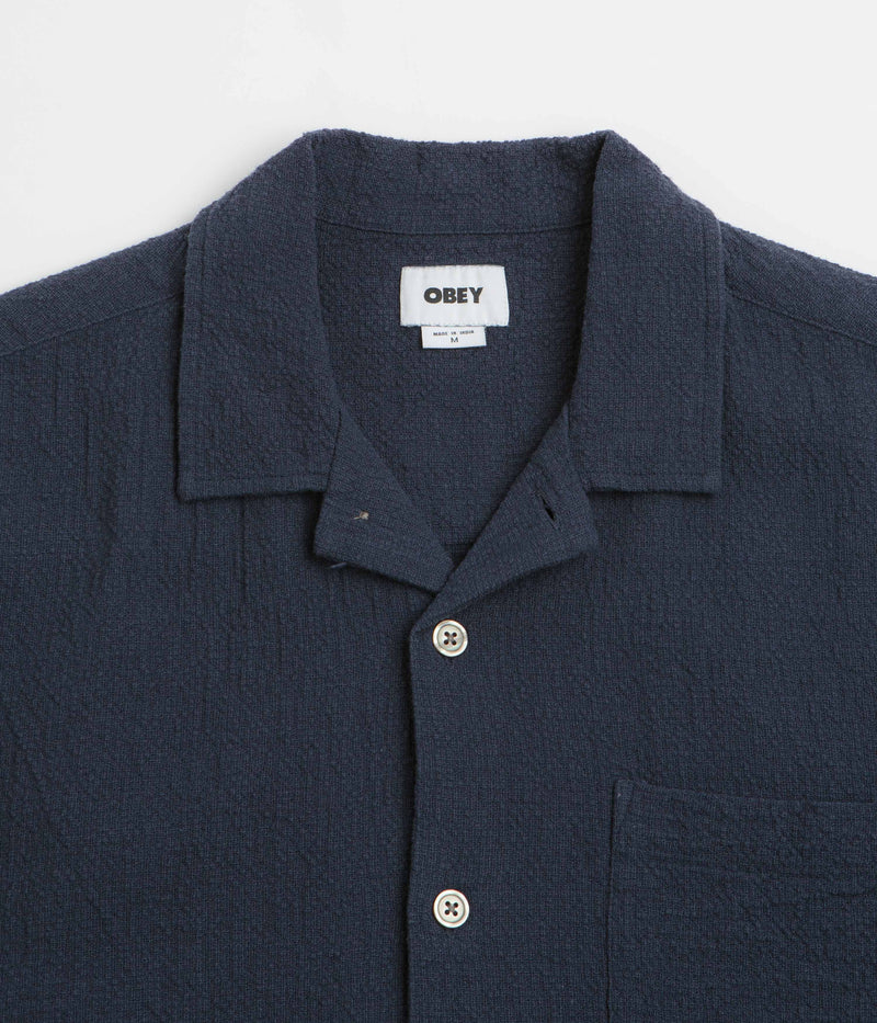 Obey Curtis Short Sleeve Shirt in Navy