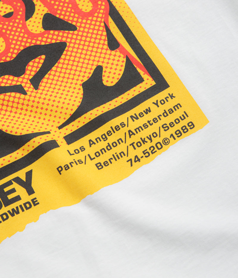 Obey Icon Stencil Flame T-Shirt in White