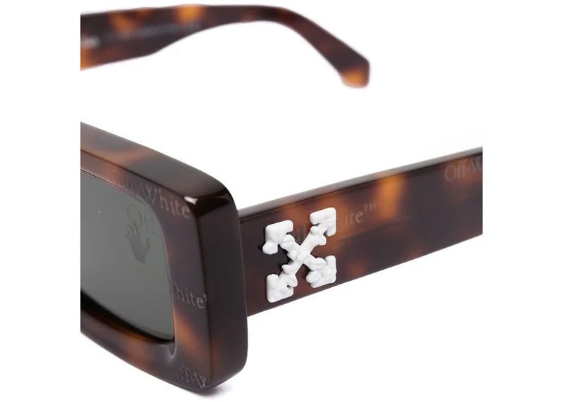 OFF-WHITE Arthur Square Frame Sunglasses Havana Brown/White/Grey (OWRI023R21PLA0016001)