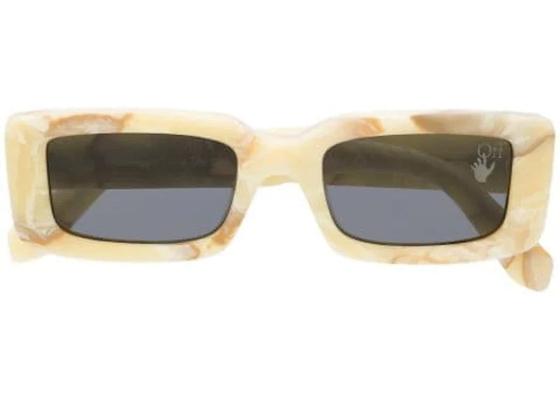 OFF-WHITE Arthur Square Frame Sunglasses Yellow Marble/White (OWRI023F20PLA0011800)