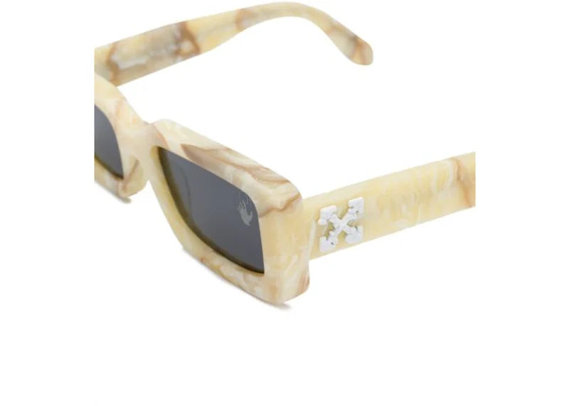 OFF-WHITE Arthur Square Frame Sunglasses Yellow Marble/White (OWRI023F20PLA0011800)