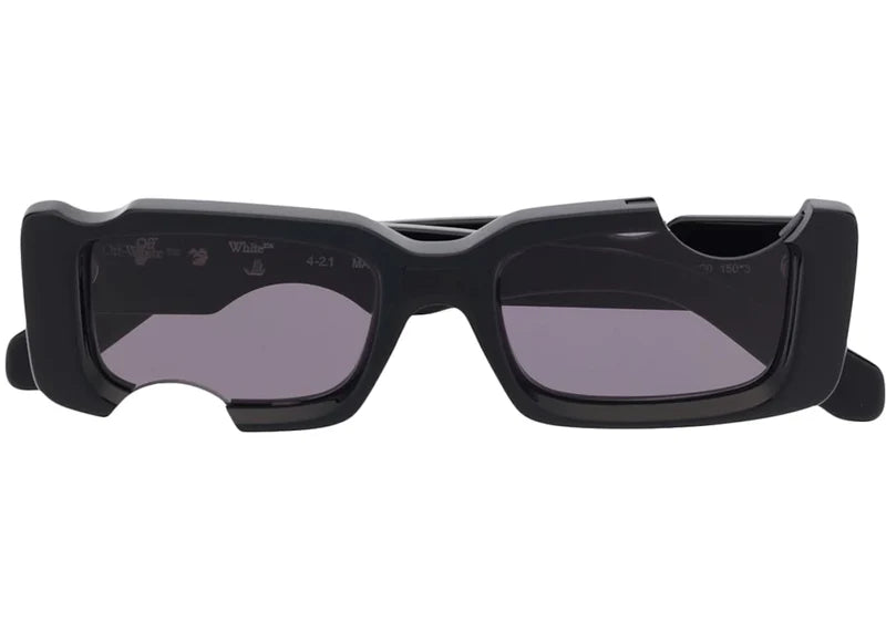 OFF-WHITE Cady Cut-Out Rectangular Frame Sunglasses Black/White/Grey (SS22) (OERI006C99PLA0011007)