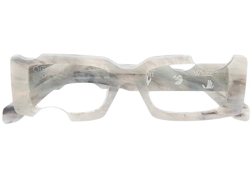 OFF-WHITE Cady Rectangular Frame Sunglasses Light Grey Marble/White (OWRI026S21PLA0010501)